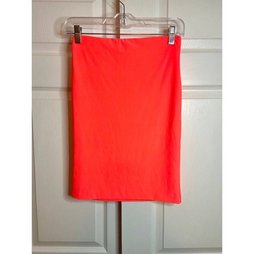 Akira Neon Orange Bodycon Mini Skirt Medium Stretch Pull On S-456 Made in USA